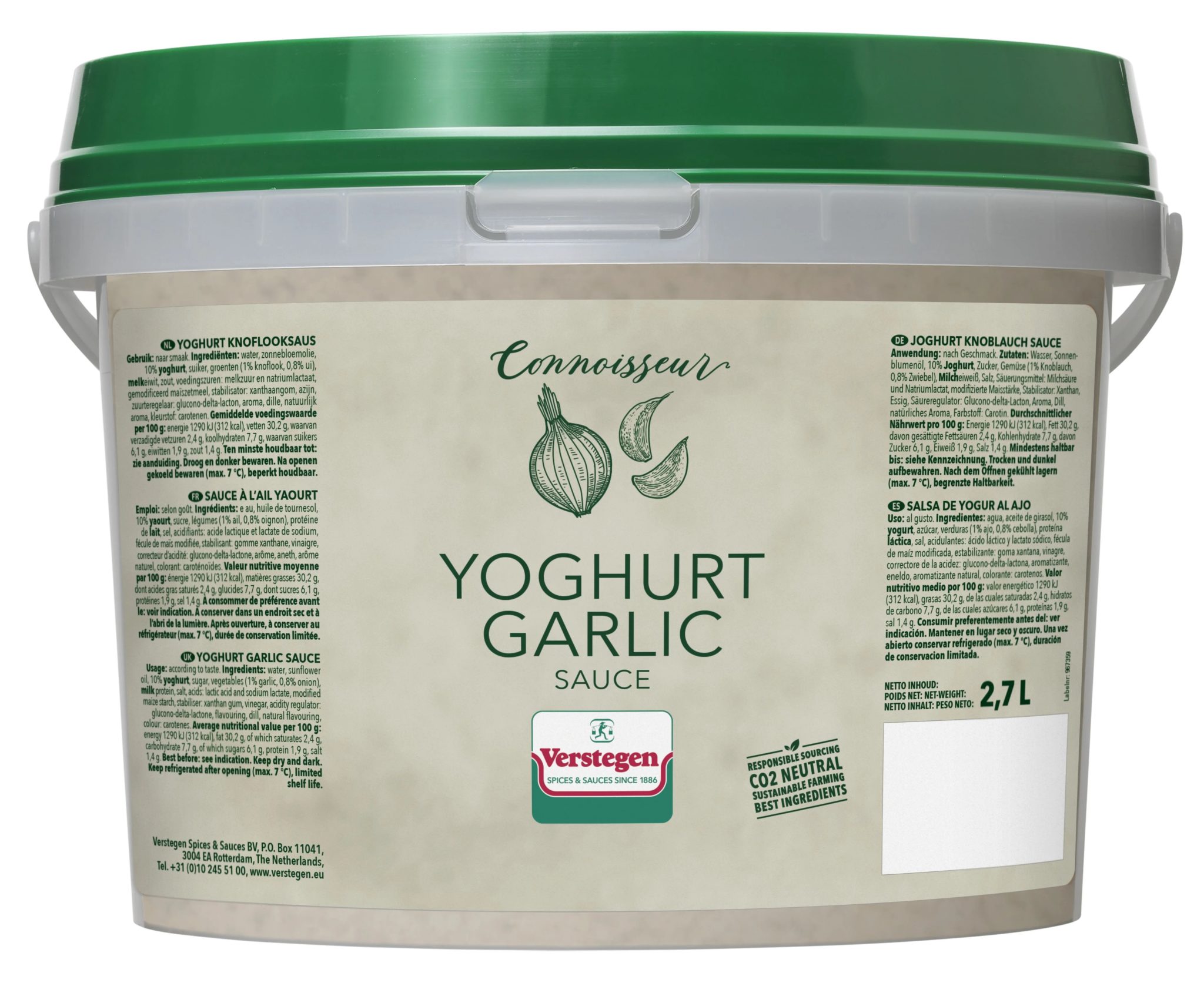 Verstegen Yogurt-garlic sósa 2,7L án MSG